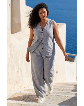 Roman Curve Textured Wide Leg Trousers