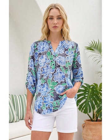 Roman Floral Print Burnout Shirt