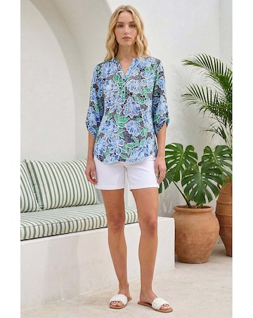Roman Floral Print Burnout Shirt