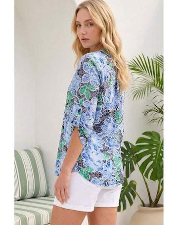 Roman Floral Print Burnout Shirt