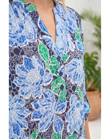 Roman Floral Print Burnout Shirt