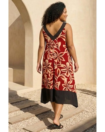 Roman Curve Floral Print V-Neck Dress