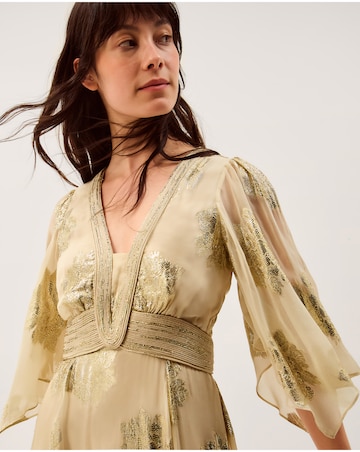 Monsoon Lydia V-Neck Shimmer Midi Dress