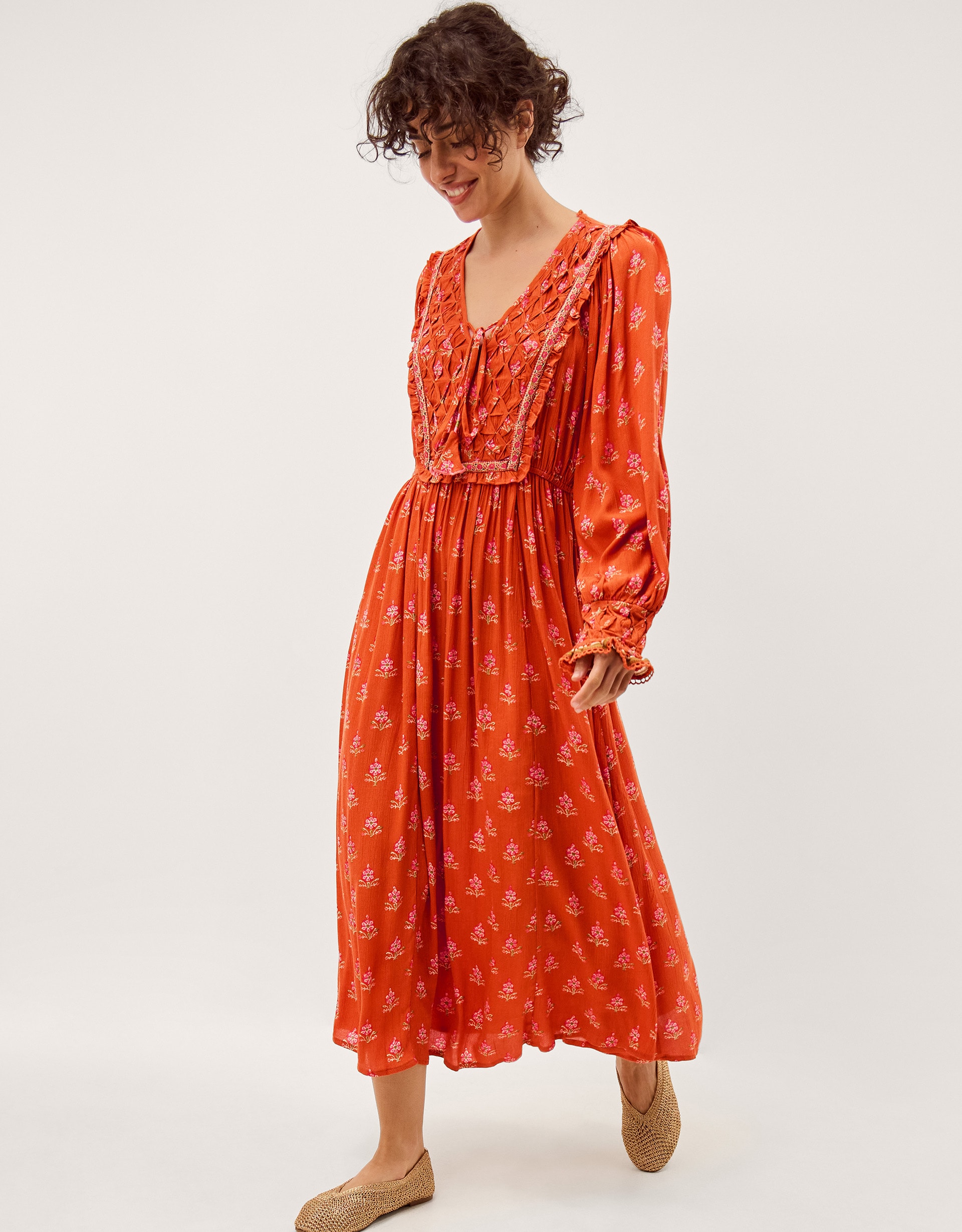 New In - Monsoon Amaya Floral Print Midi Dress