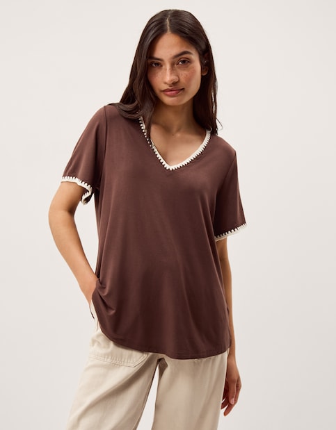 Monsoon Tilly Contrast Stitch T-Shirt