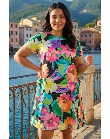 Roman Curve Leaf Stretch Pocket Dress