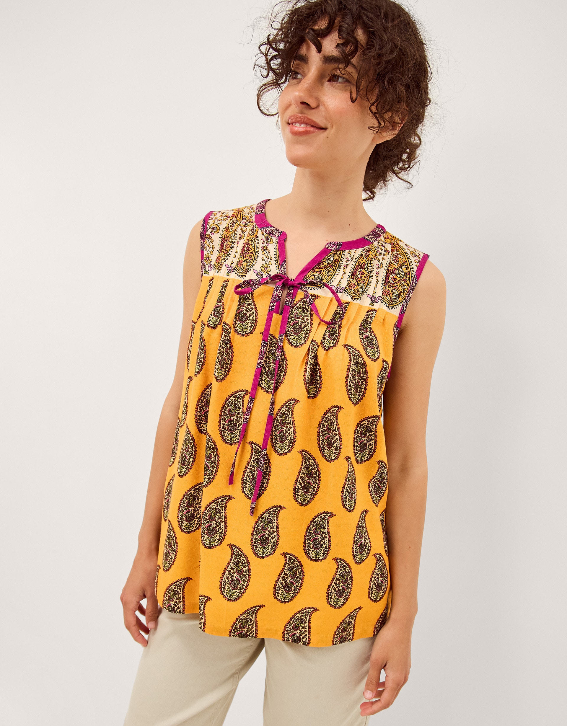 New In - Monsoon Magdalena Sleeveless Paisley Top
