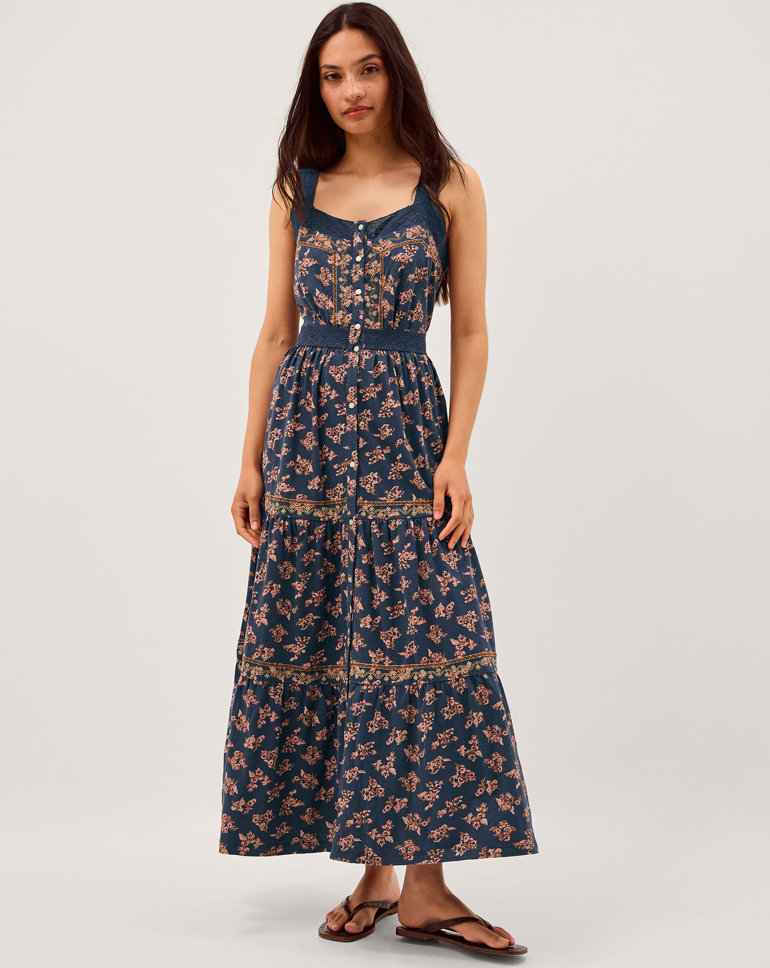 New In - Monsoon Polly Print Jersey Midi Dress