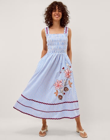 Monsoon Sloane Floral Stripe Midi Dress