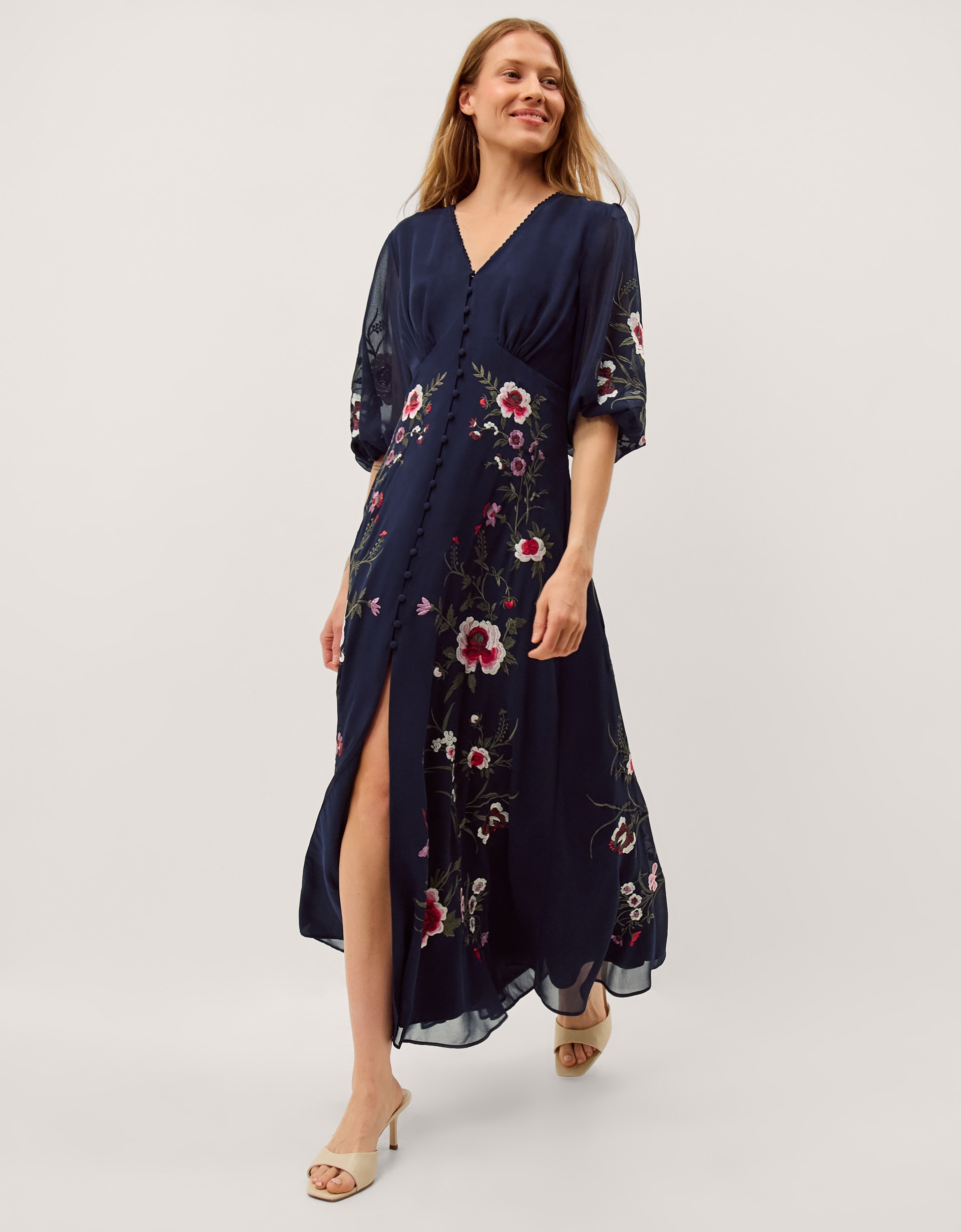 New In - Monsoon Emi Embroidered Maxi Dress