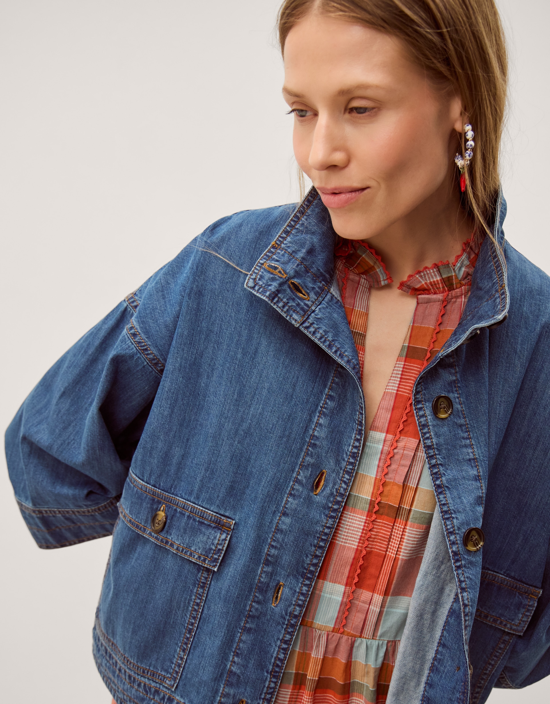 New In - Monsoon Gwen Funnel Neck Denim Jacket