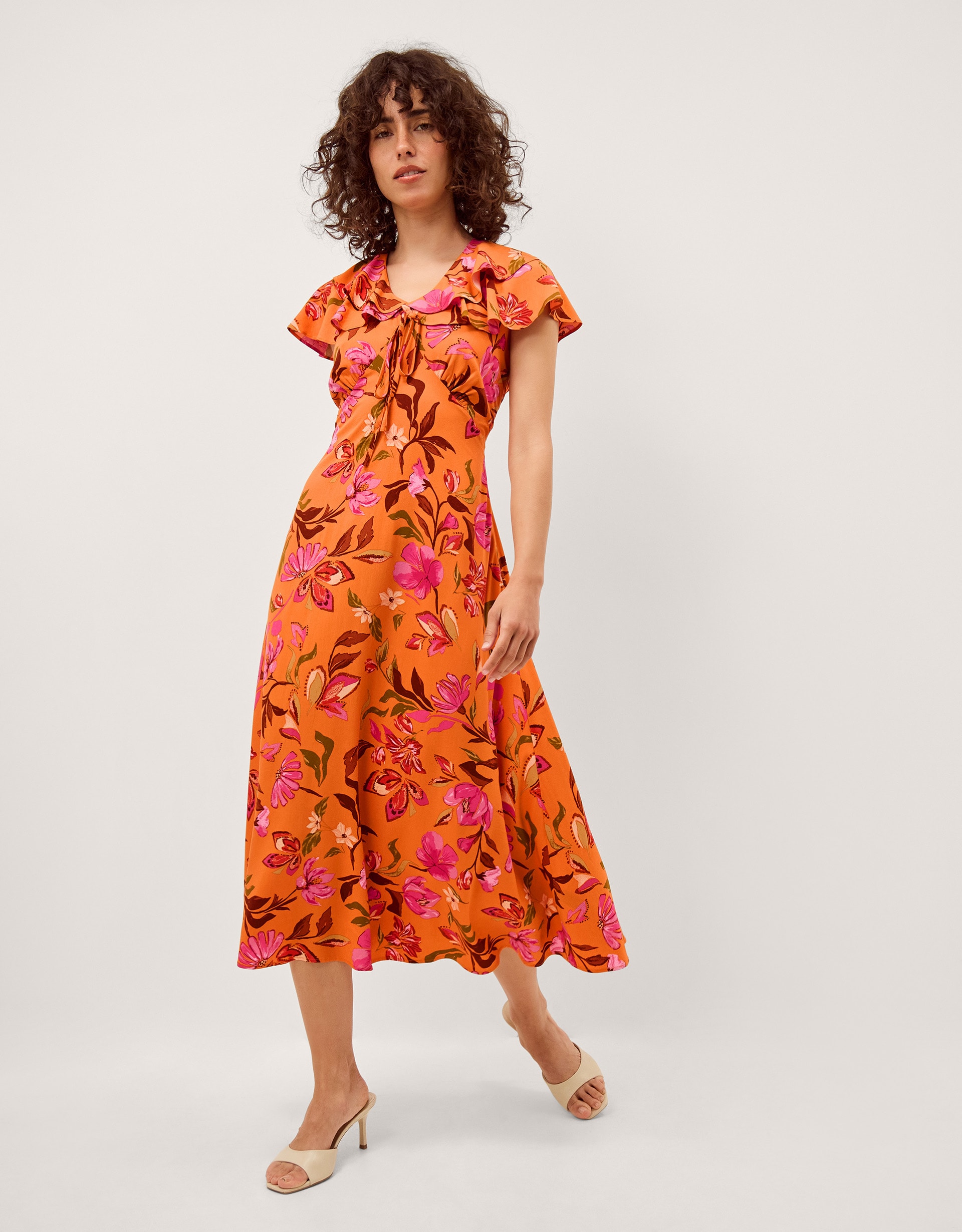 New In - Monsoon Leila Floral Print Midi Dress
