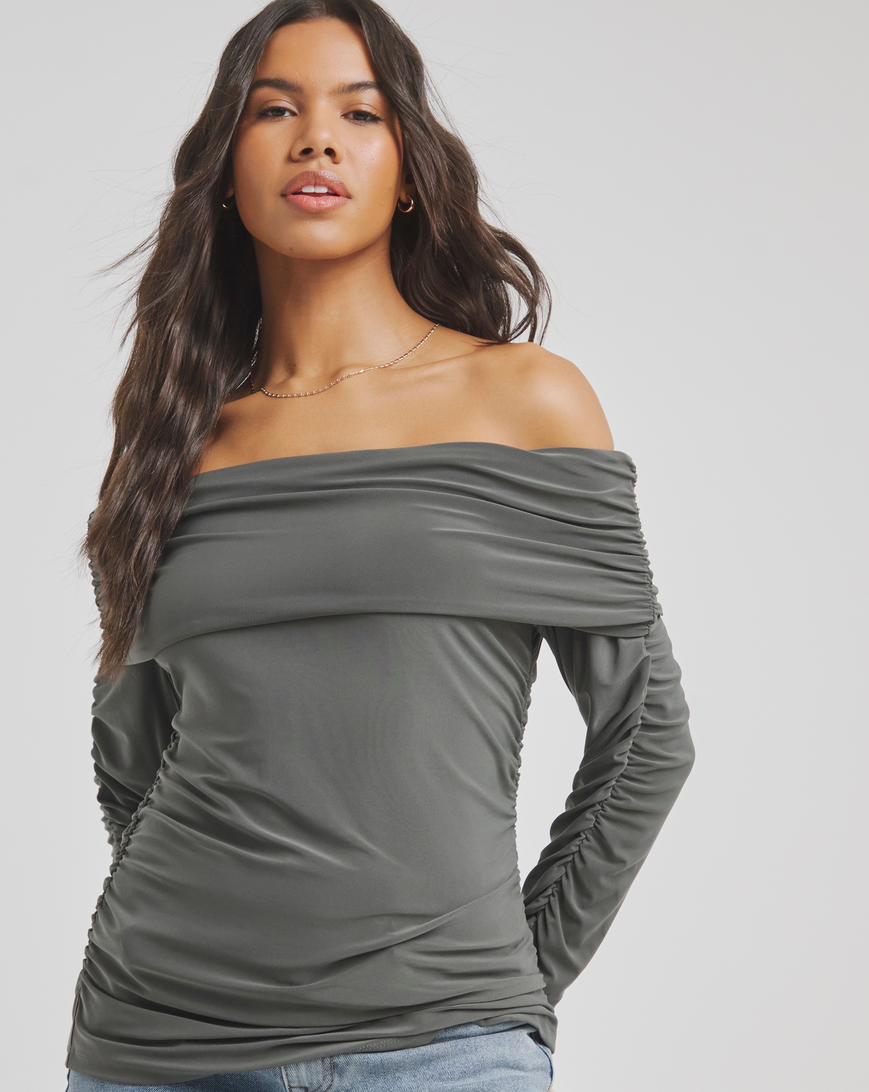 Ruched Bardot Top