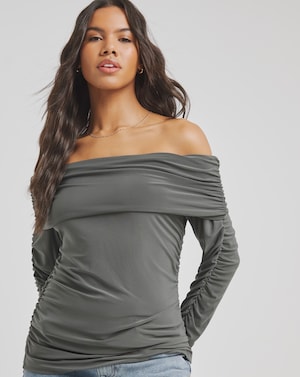 Ruched Bardot Top - Image 1