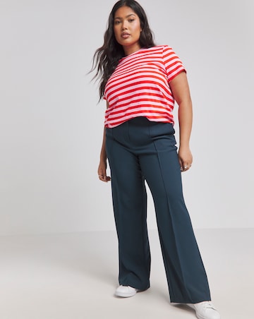 Pink & Red Stripe Crew Neck T-Shirt