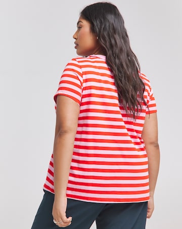 Pink & Red Stripe Crew Neck T-Shirt