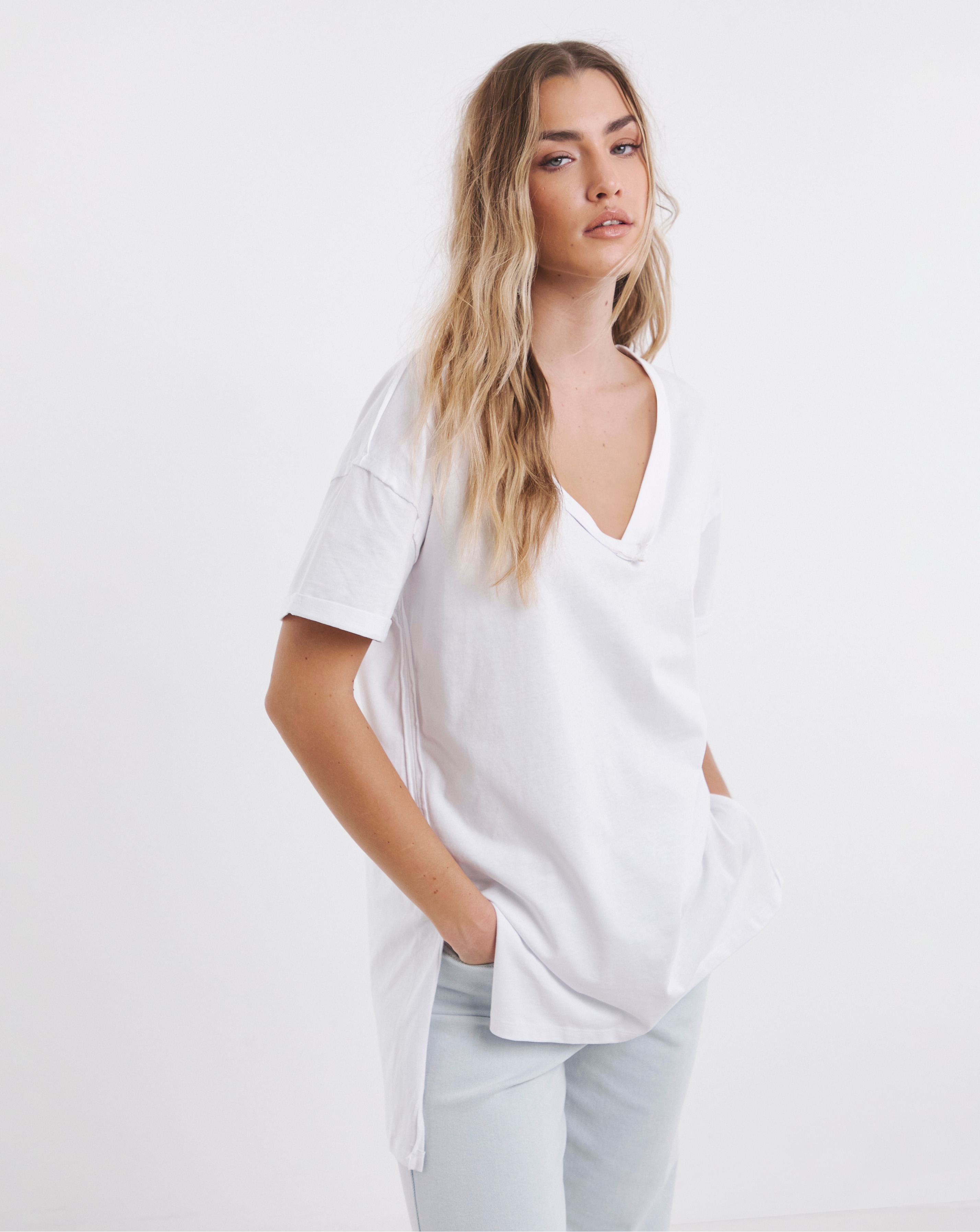 Oversized V Neck T-Shirt
