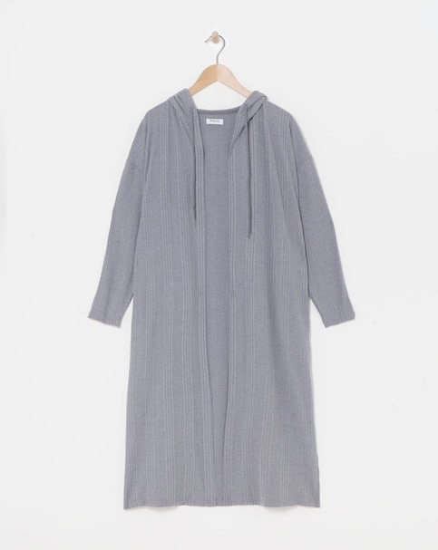 Soft Touch Ribbed Hooded Cardigan