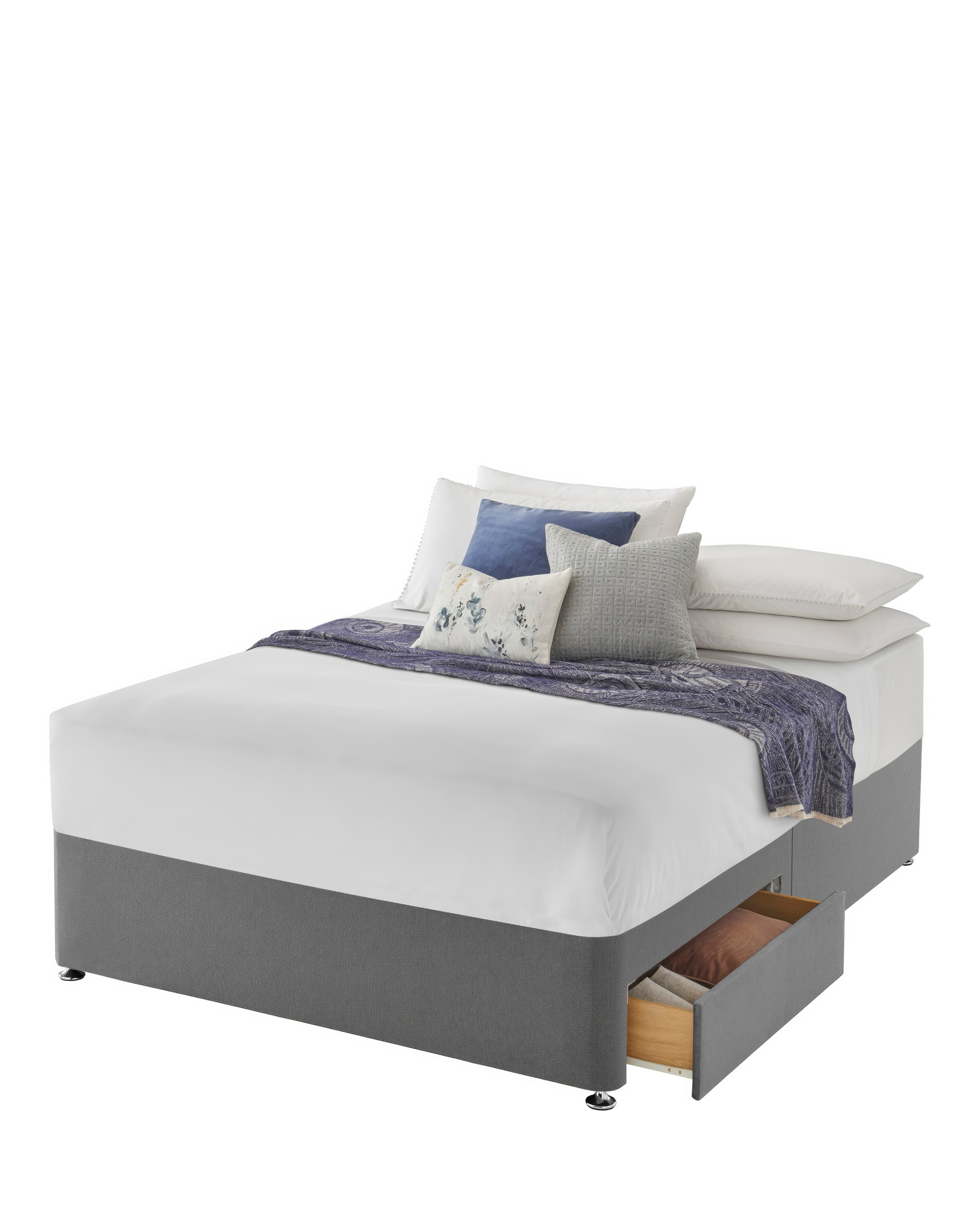 New In - Silentnight Fabric 2 Drawer Divan Base