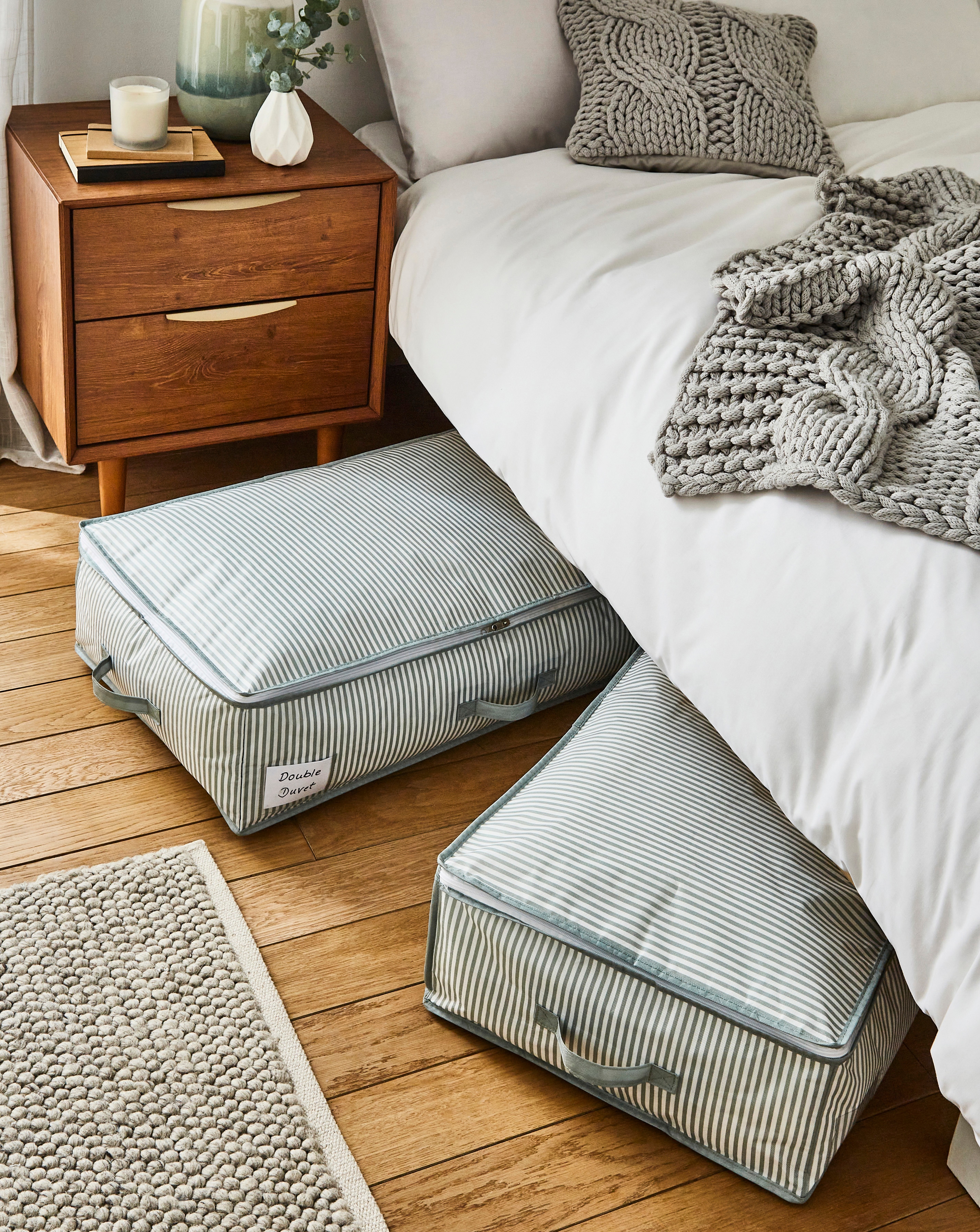 New In - Set of 2 Striped Underbed Storage Bag