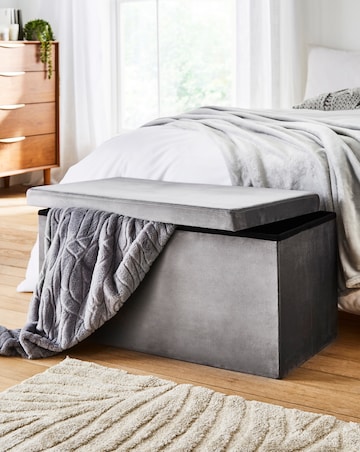Velvet Foldable Storage Ottoman