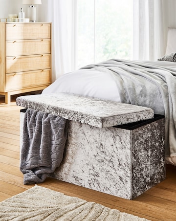 Crushed Velvet Foldable Storage Ottoman