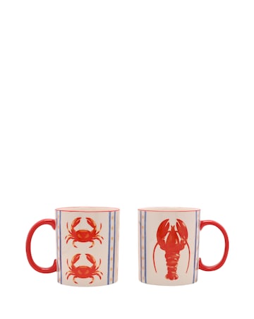 Hestia set of 2 crab & lobster mugs