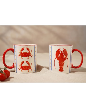 Hestia set of 2 crab & lobster mugs