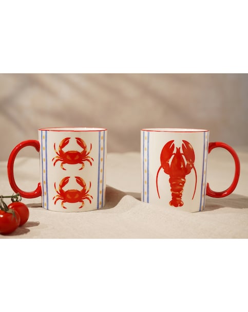 Hestia set of 2 crab & lobster mugs
