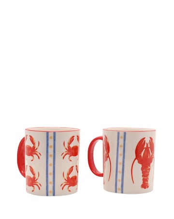 Hestia set of 2 crab & lobster mugs