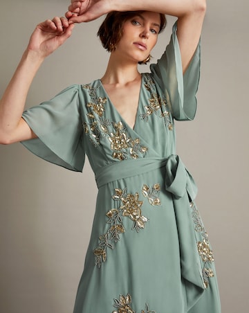 Monsoon Sarah Embellished Wrap Dress