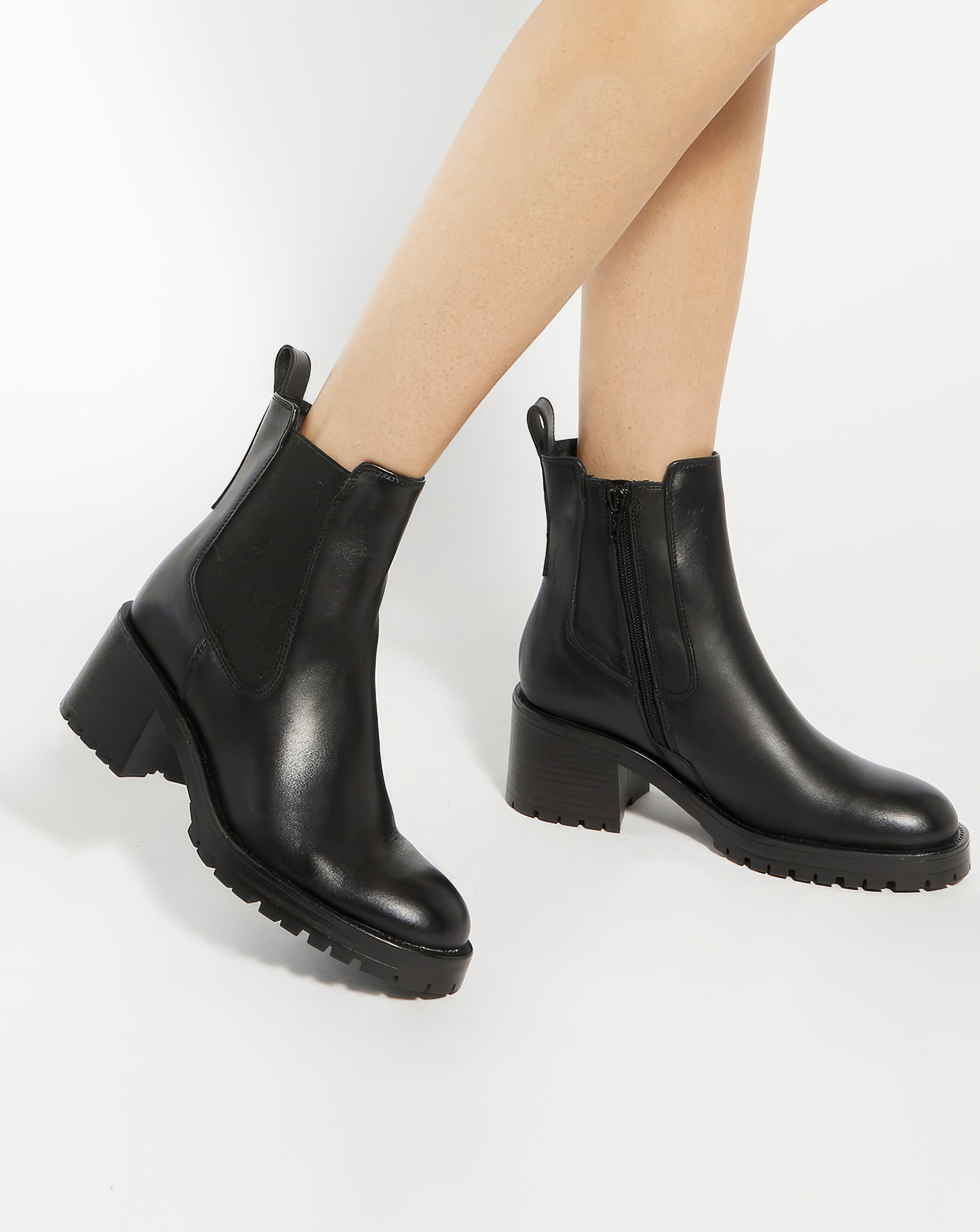 New In - Black Leather Chunky Chelsea Boots