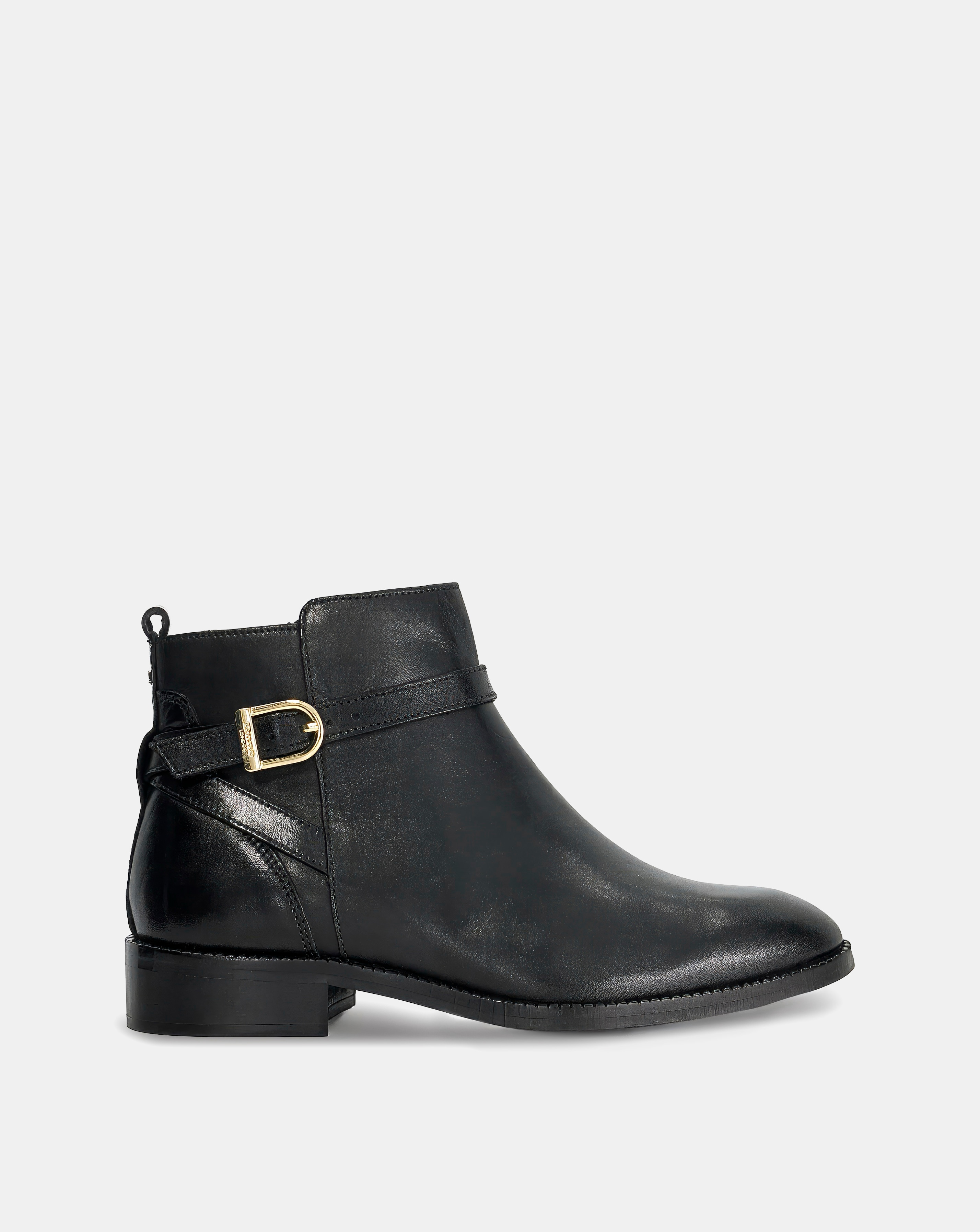 New In - Pemma Black Leather Ankle Boots Wide Fit
