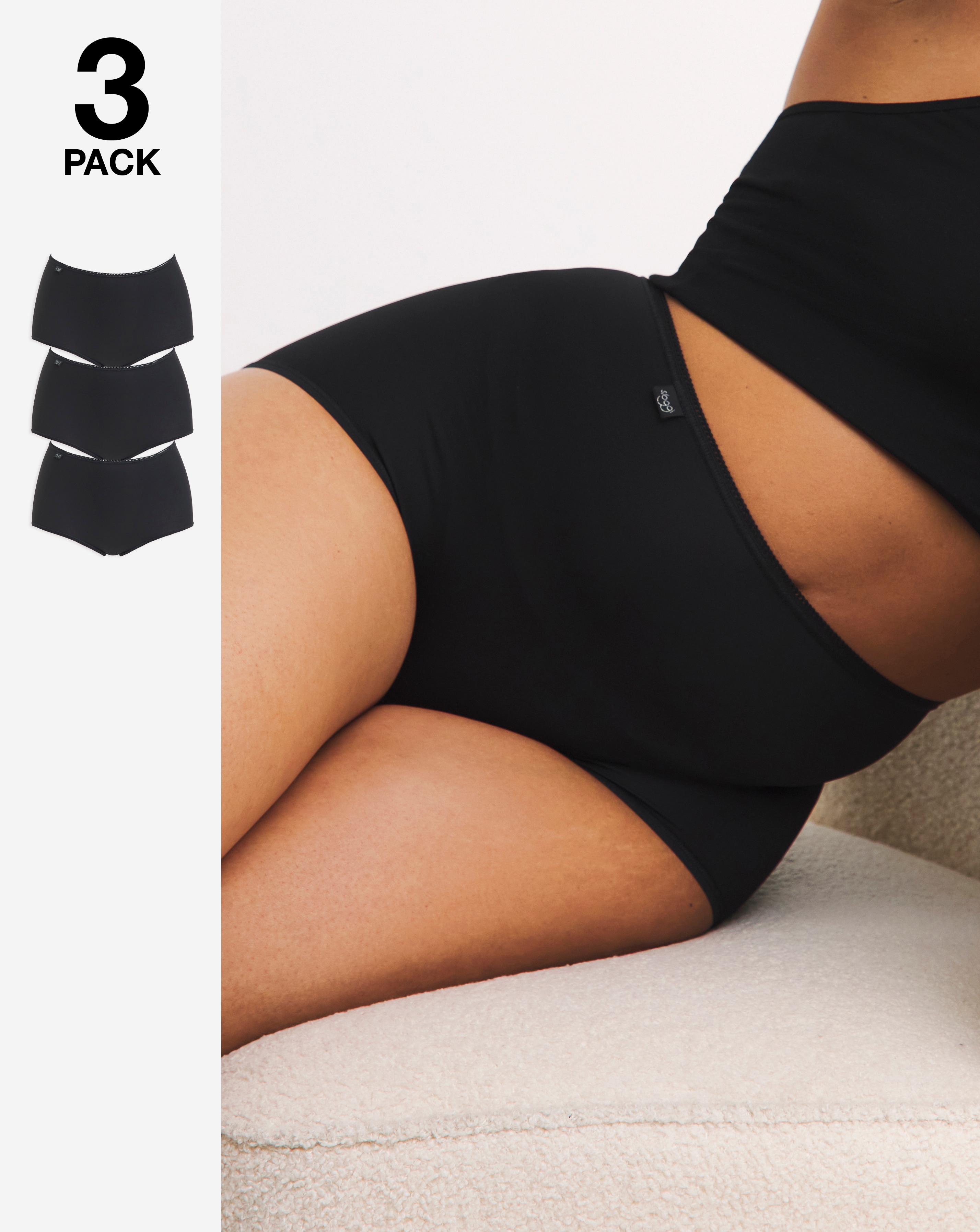 Sloggi 3Pk Microfibre Maxi Knicker Black