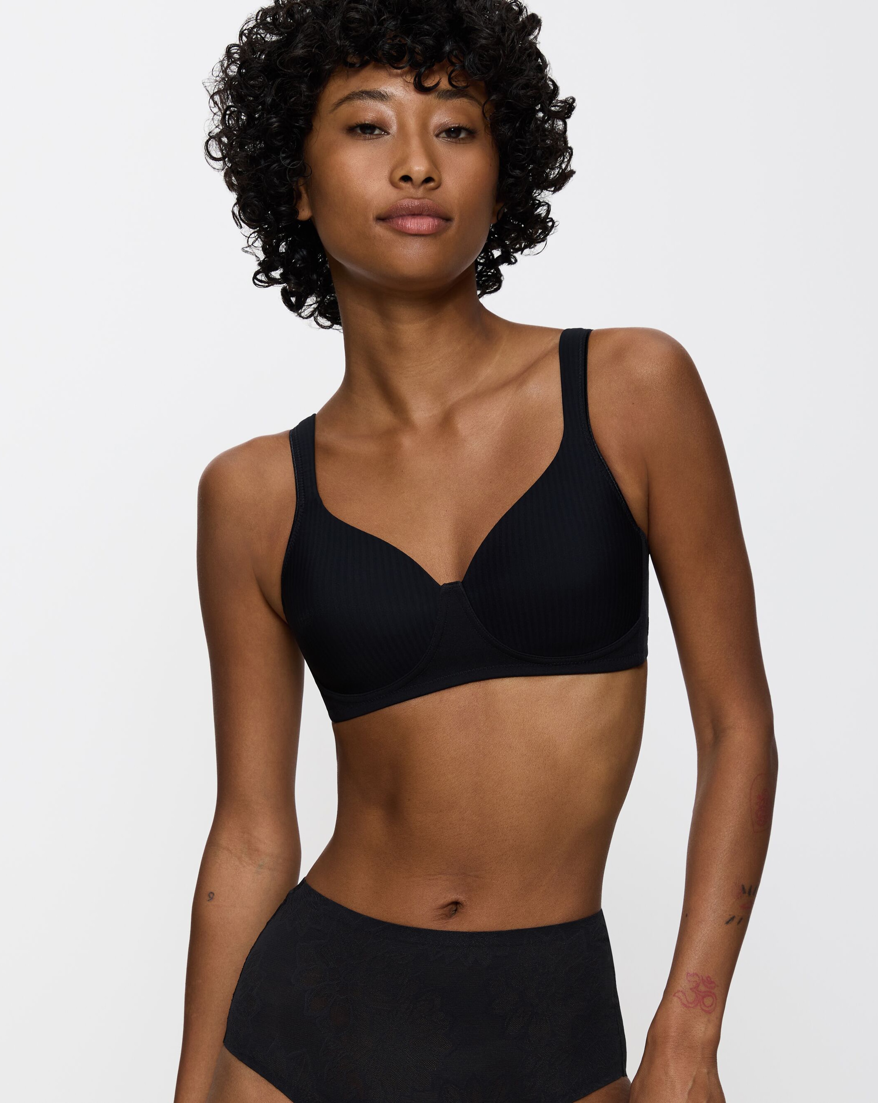 Triumph Modern Cotton Wired Bra In Black | UK Size 34B Women's