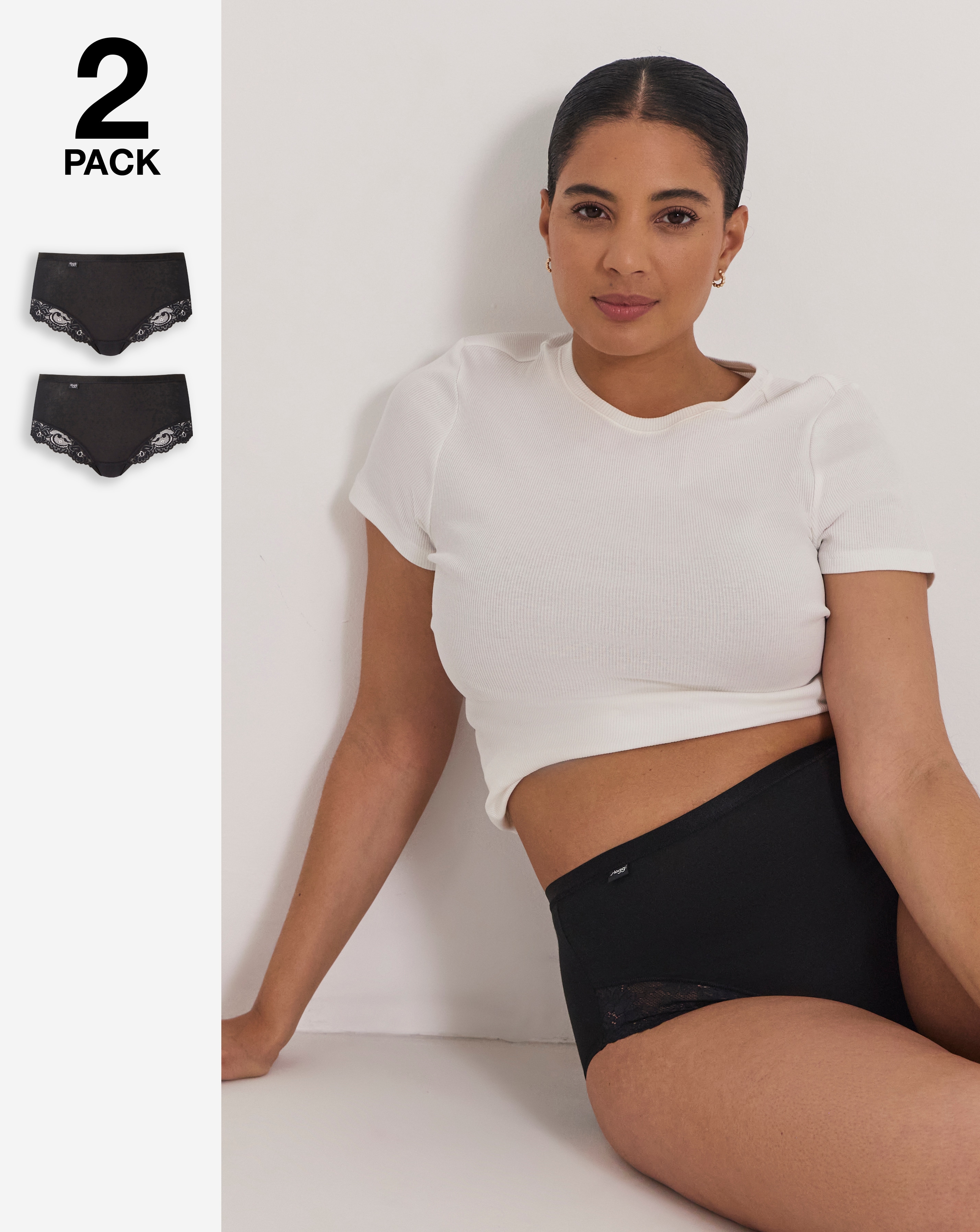 Sloggi 2Pk Romance Maxi Knickers Black