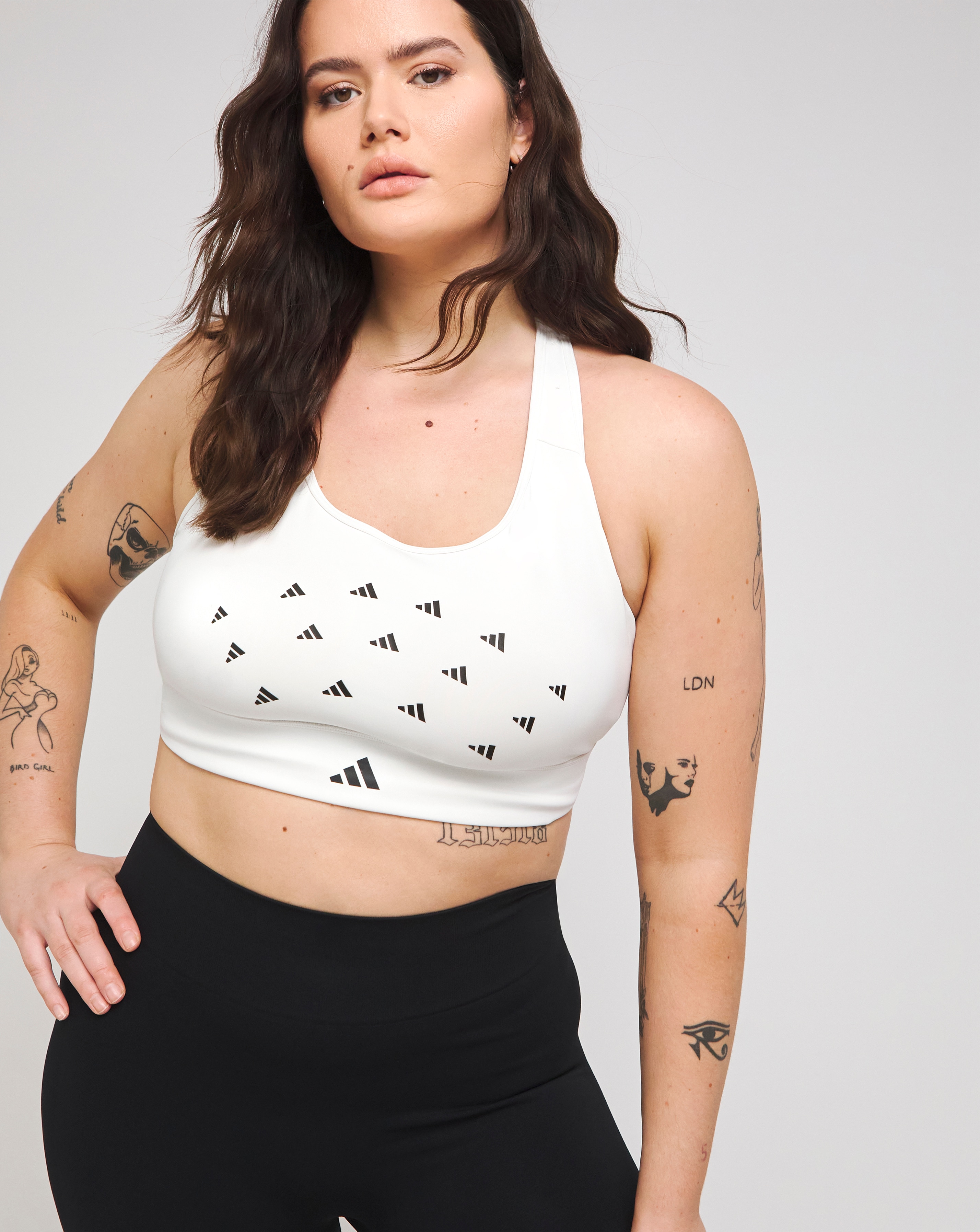 adidas Powerreact Training Bra In White | UK Size S(A-C) Women's