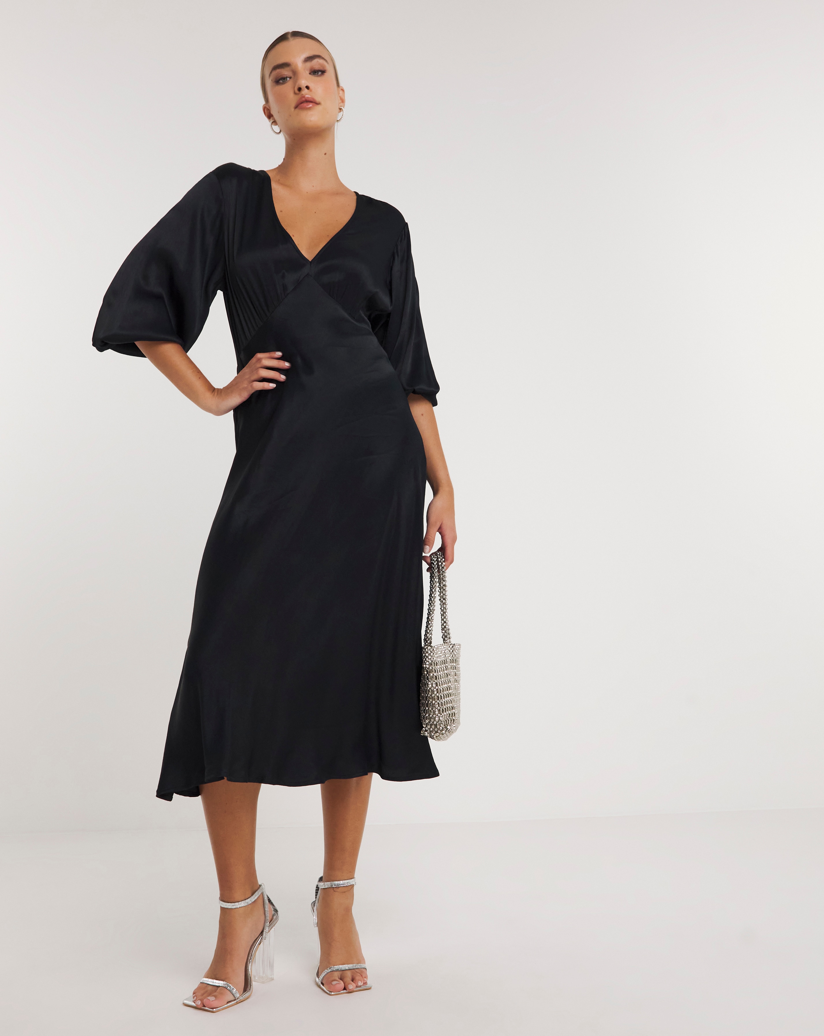 Joanna Hope Heavy Satin Midi Dress