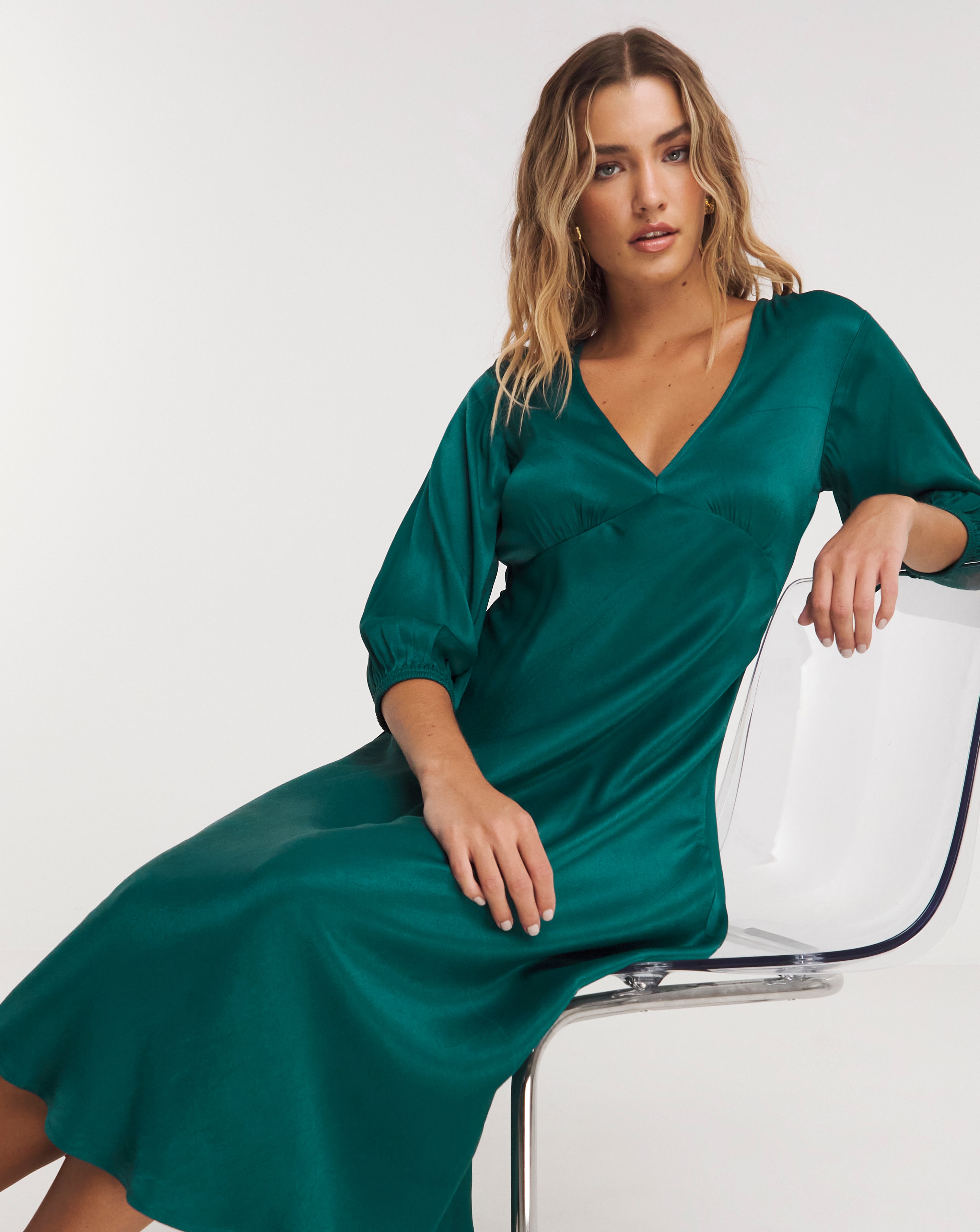 Joanna Hope Heavy Satin Midi Dress