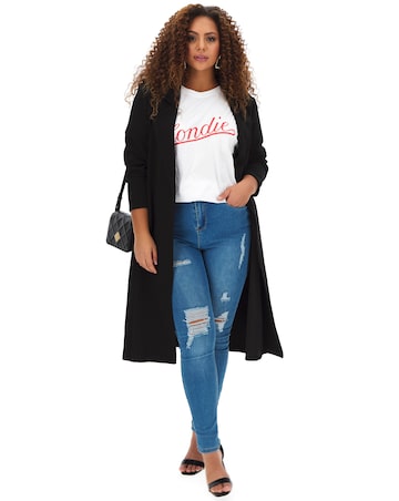 Black Lightweight Crepe Belted Duster Jacket
