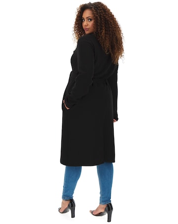 Black Lightweight Crepe Belted Duster Jacket