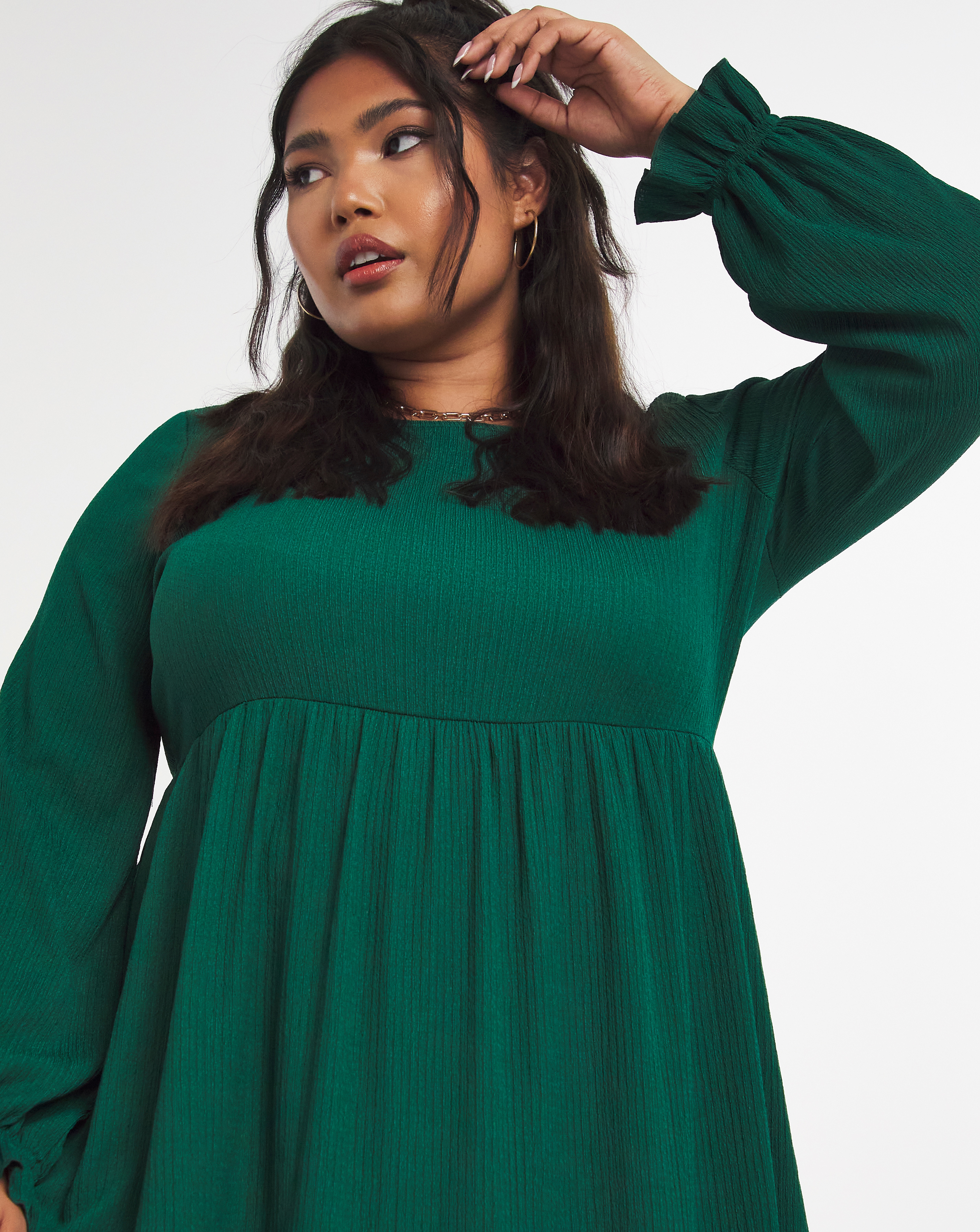 Emerald Green Long Sleeve Tiered 