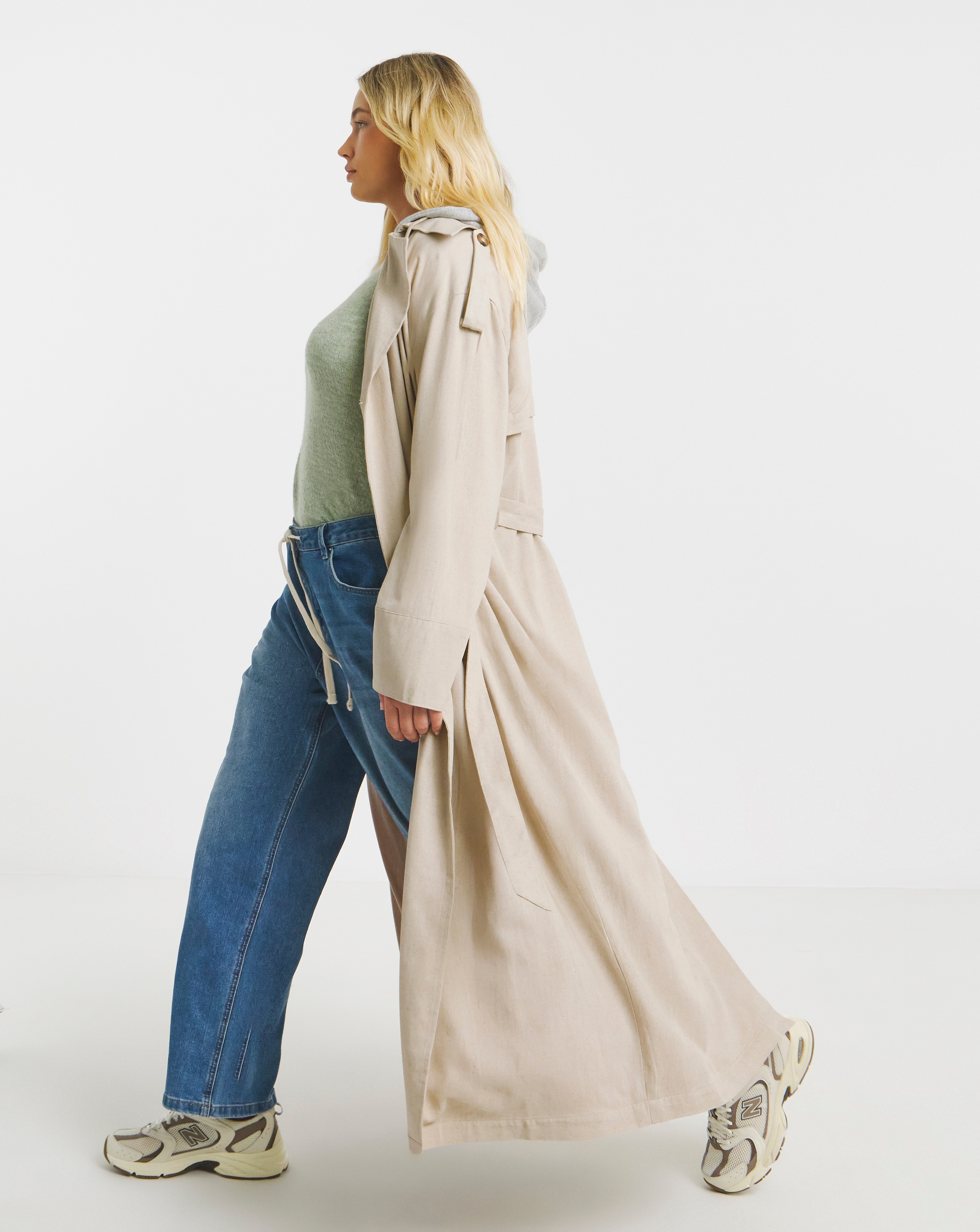 Simply Be Neutral Linen Trench with Hood