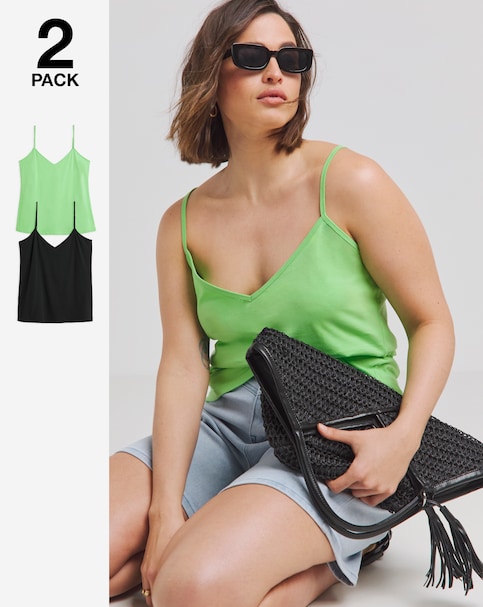 Pack 2 V Neck Longline Camis
