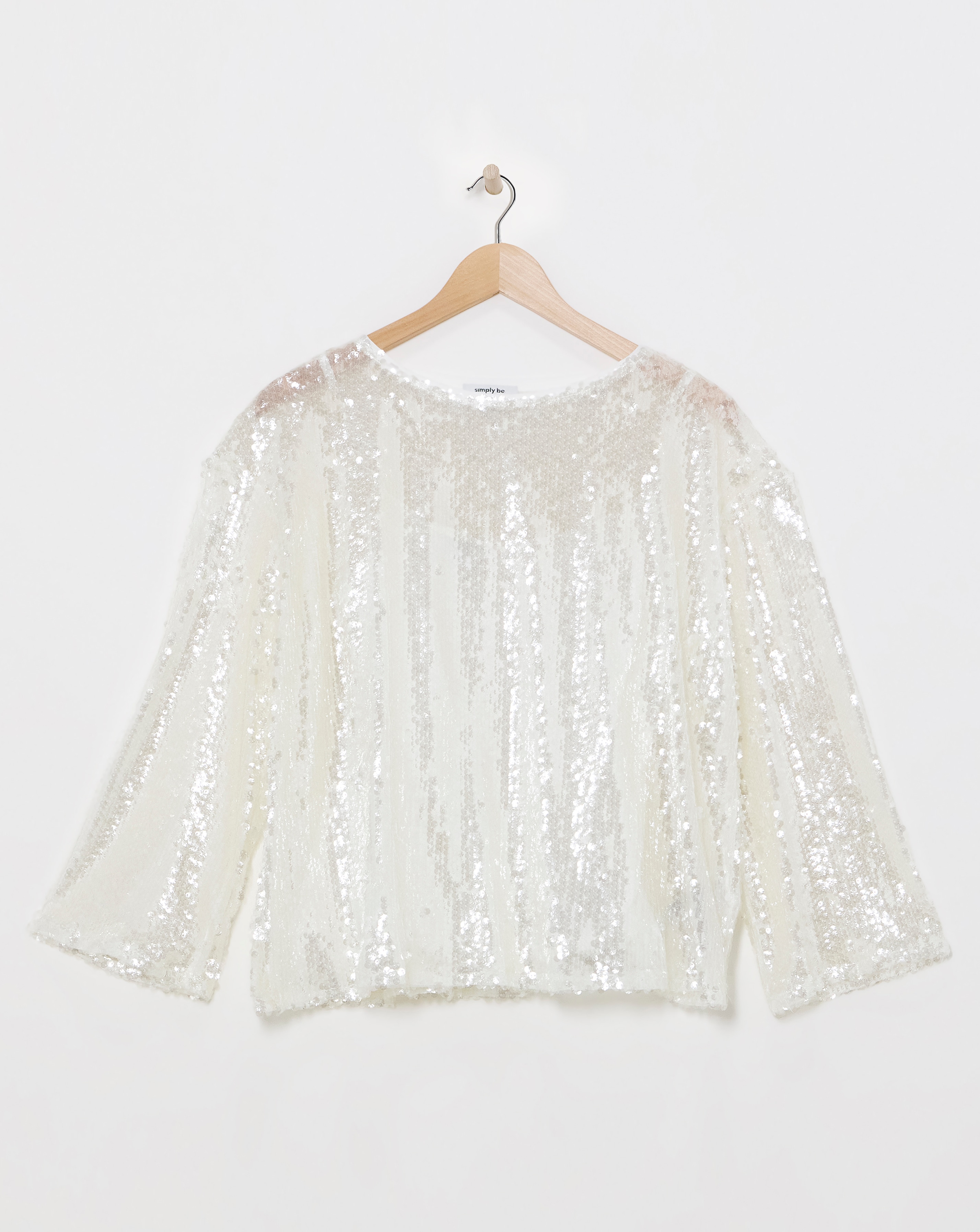 Flared Sleeve Sequin Top