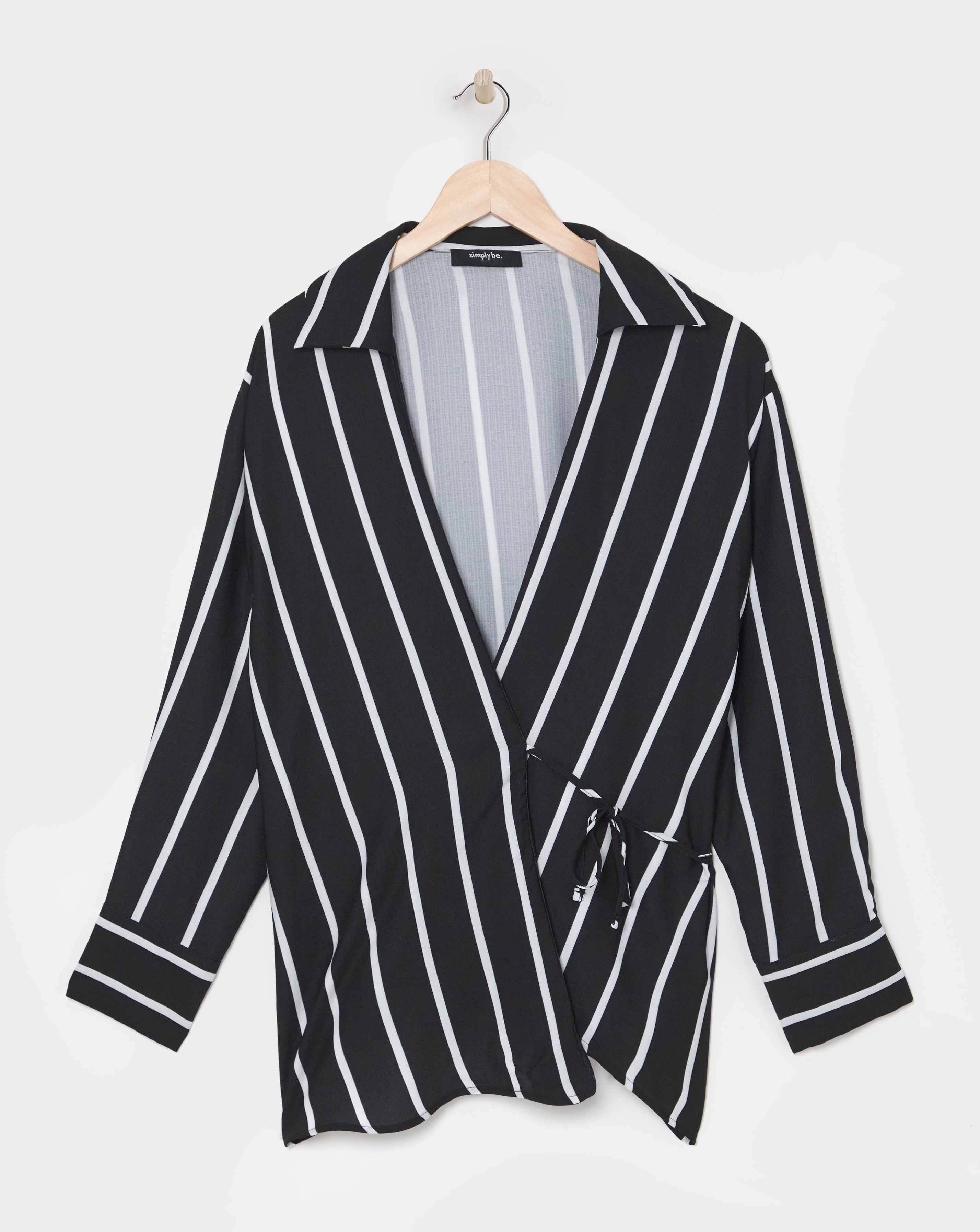 Striped Tie Front Wrap Shirt