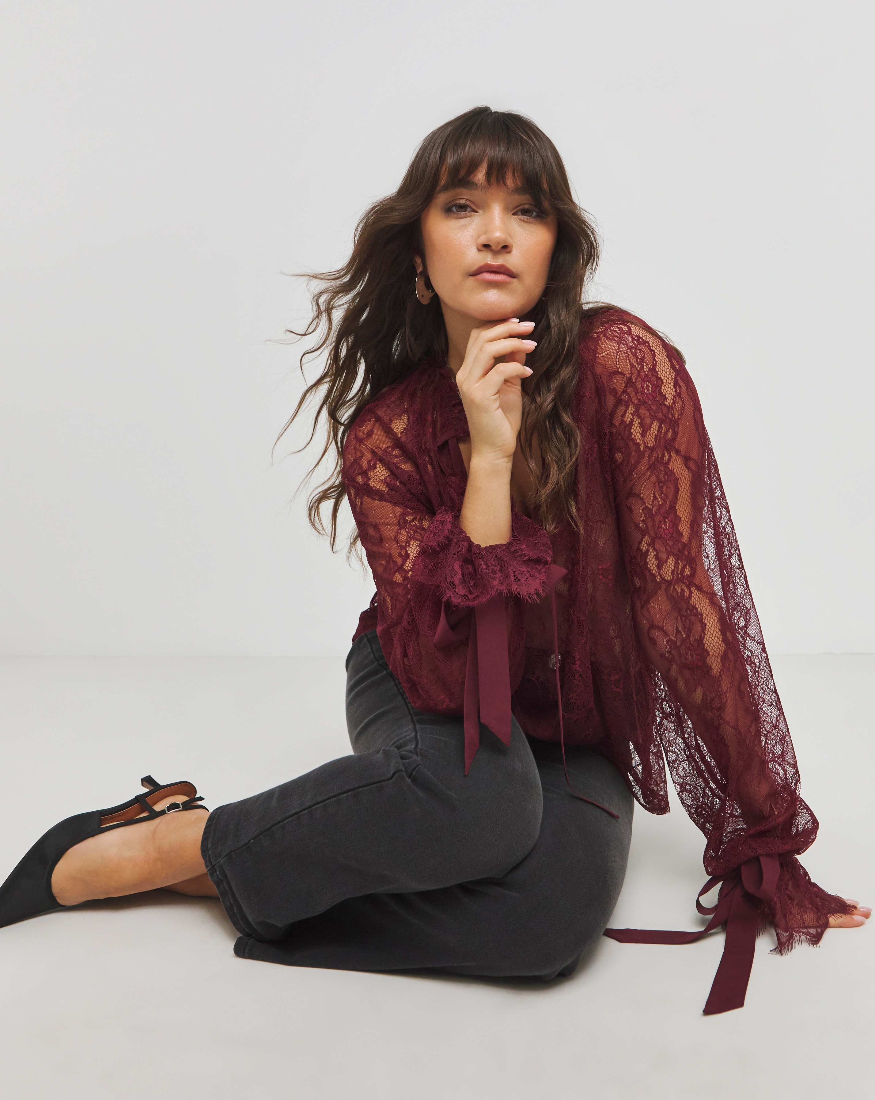 Lace Blouse with Bow Detail