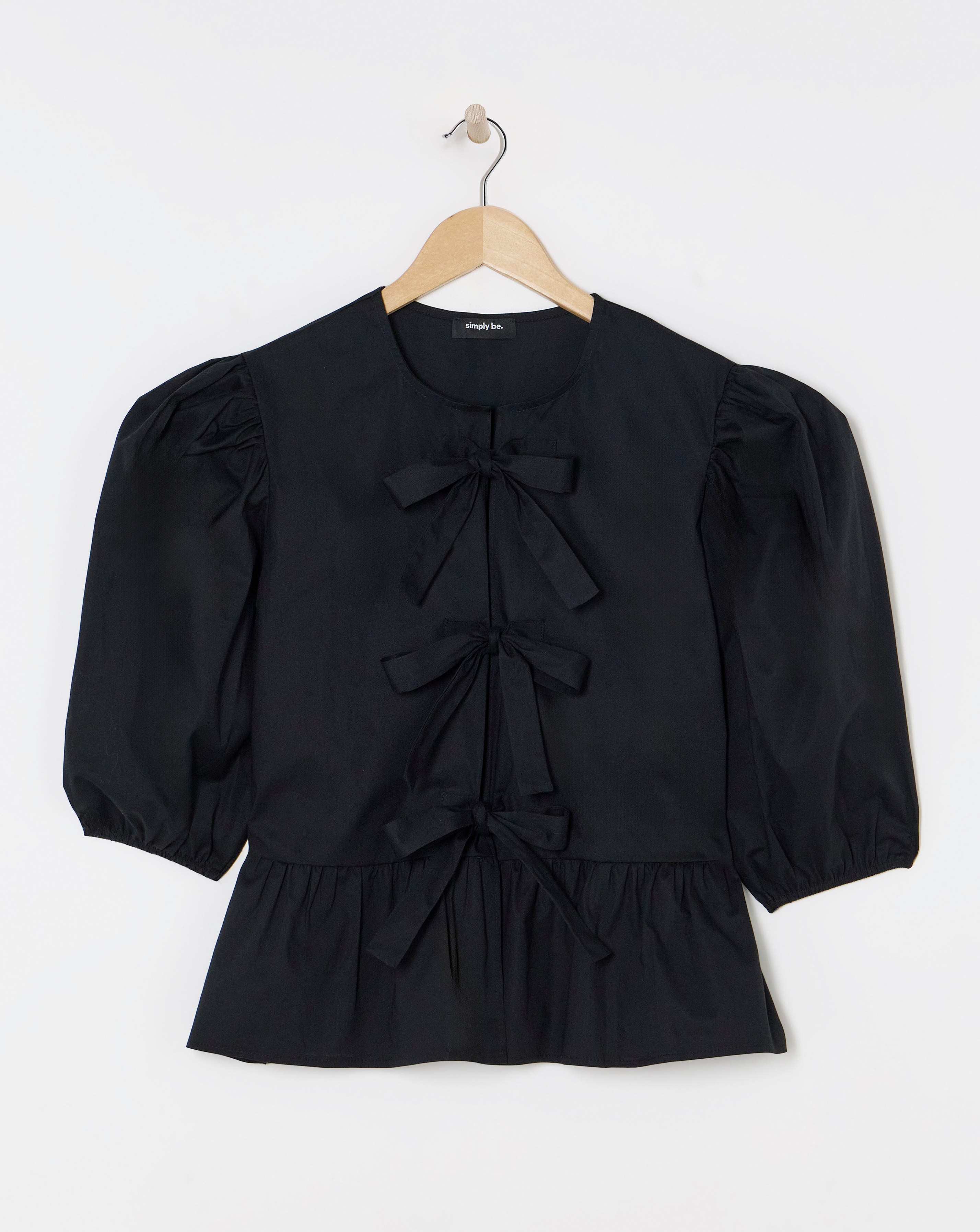 Tie Front Puff Sleeve Smock Top