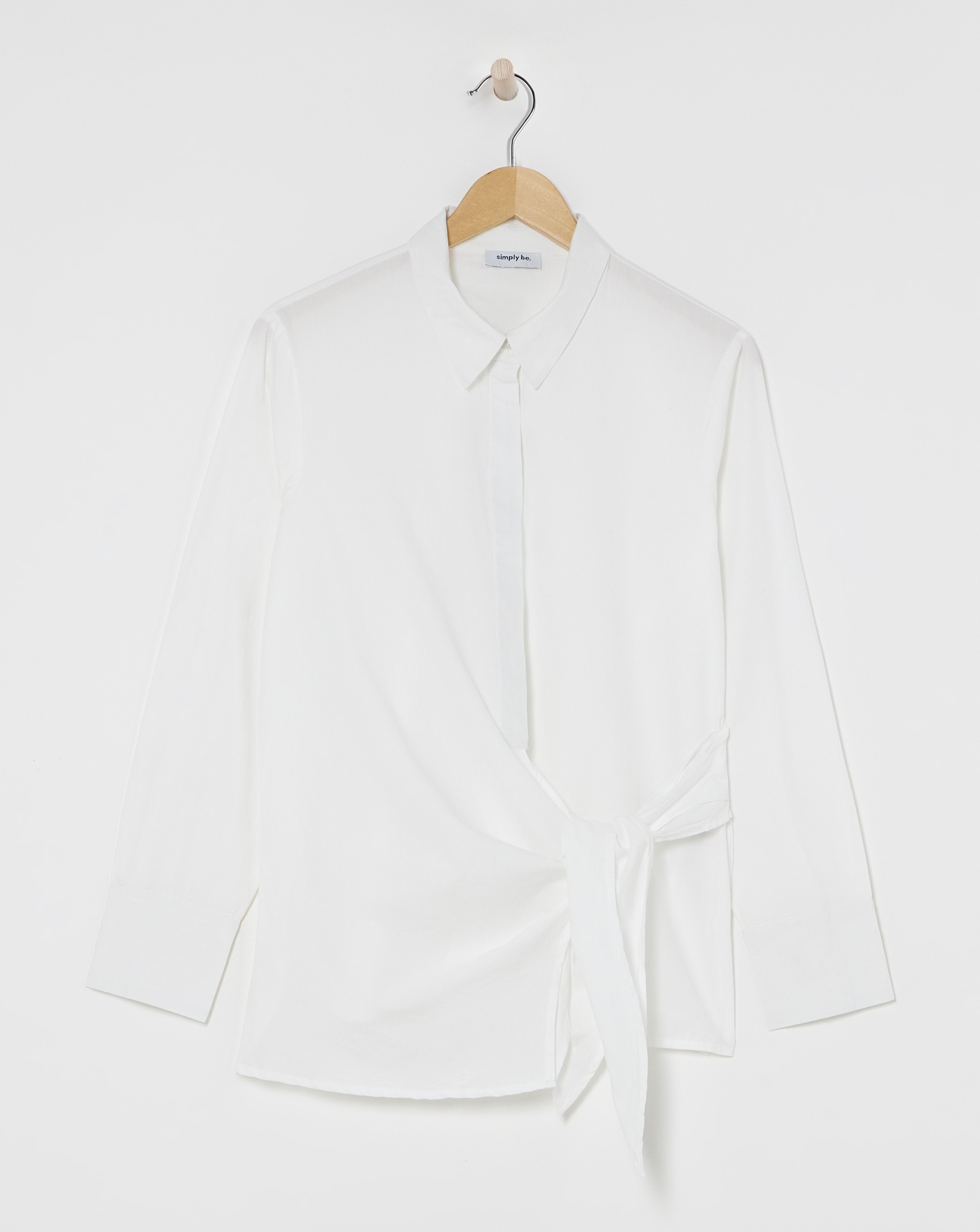 White Poplin Knot Front Shirt