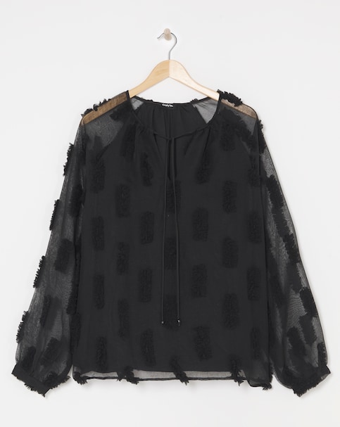 Sheer Volume Dobby Blouse